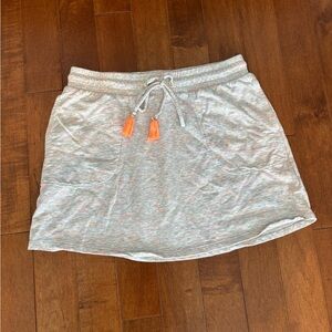Lilly Pulitzer Gray Drawstring Skirt with Orange Tassels